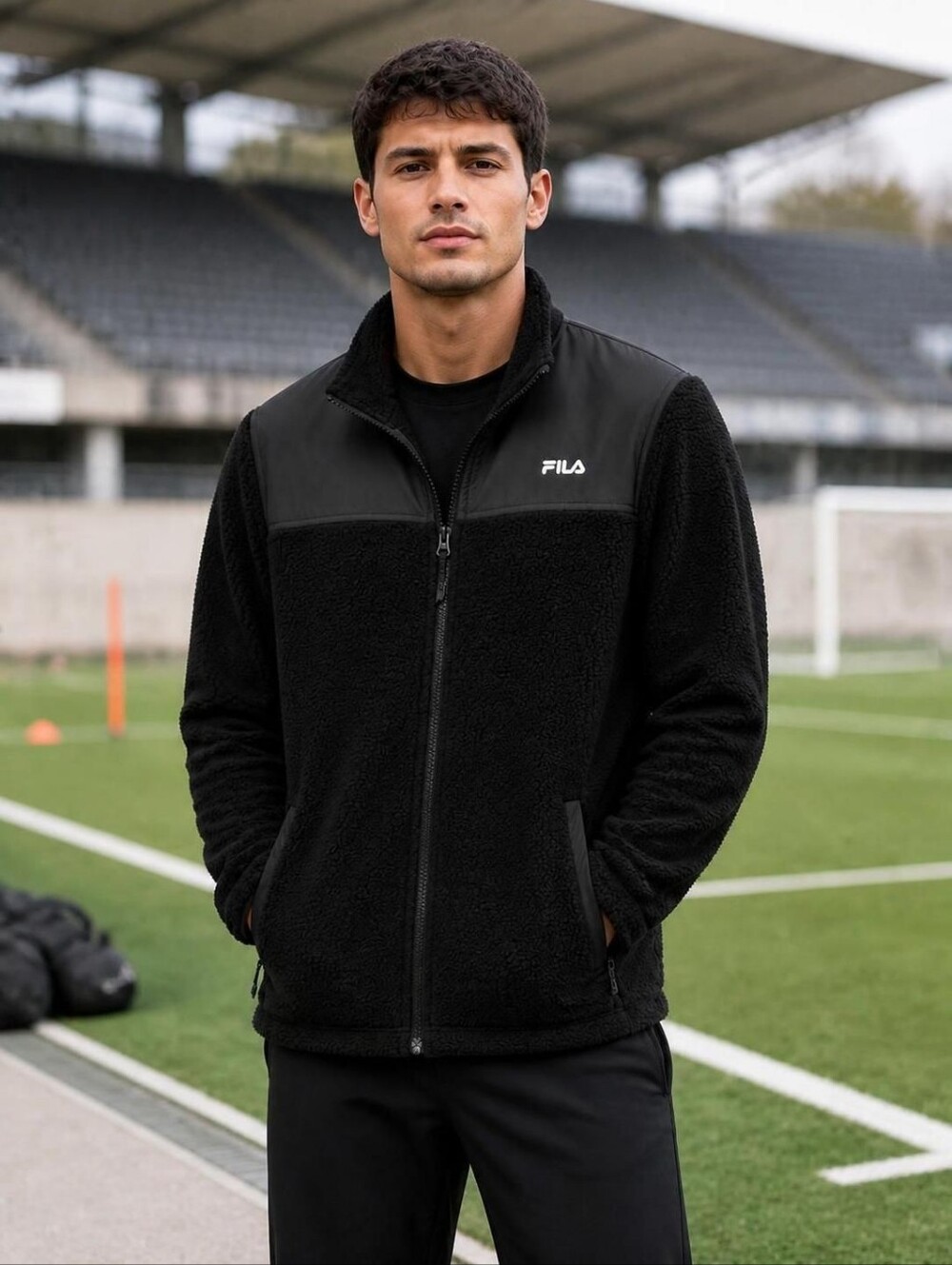 FILA Men's Premium Micro Fleece Full-Zip Jacket Black Size Large